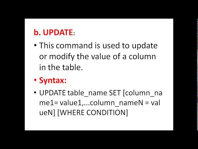 SQL COMMANDS WITH SYNTAX AND EXAMPLES (Part II)