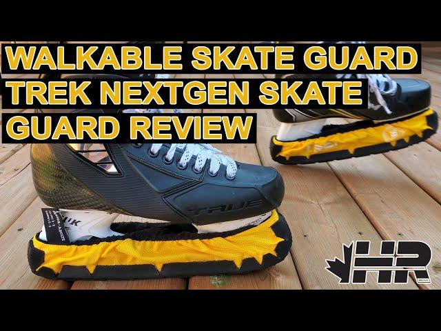 Walkable terrycloth hockey skate guards. Blue Sports Trek NextGen review