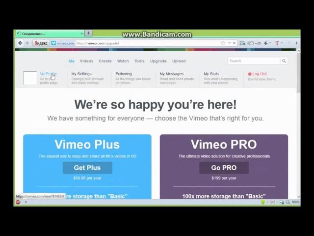 Регистрация на Vimeo com