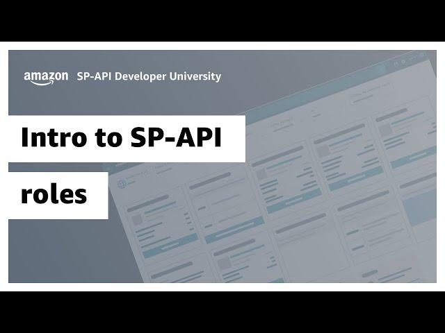 Intro to SP-API roles