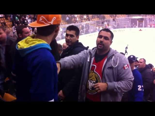 Fight Drunk Leafs fan vs Ottawa fan end of game