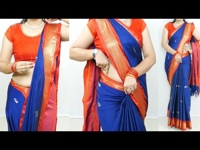 How to wear a  tussar silk saree with perfect pleats | saree draping tutorial