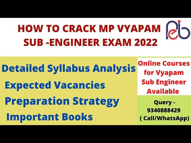 HOW TO CRACK  VYAPAM SUB ENGINEER EXAM 2022 | Detailed Syllabus Analysis | Preparation Strategy