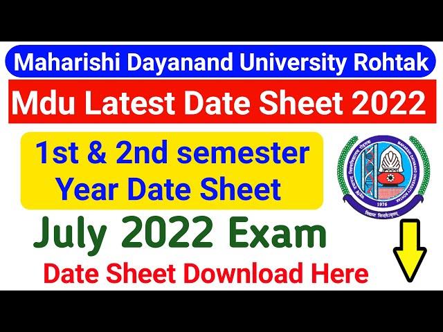 Mdu 1st & 2nd semester date sheet out 2022 || mdu annual & semester schedme datesheet 2022