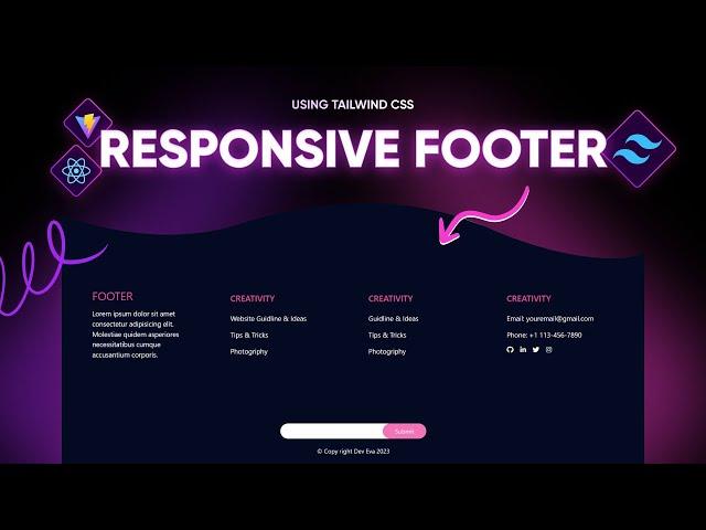 Responsive Curved Footer with Tailwind CSS | Step by Step Tutorial