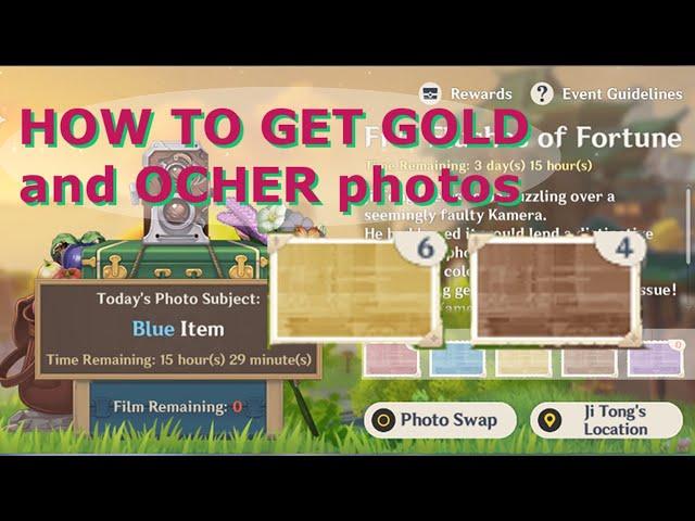 All Gold and Ocher (Brown) Photo Locations, Day 4, Genshin Impact Fortune Trove, Kamera Event