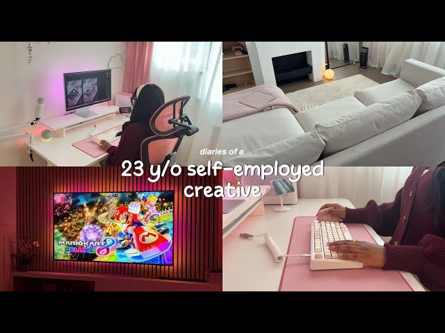 self-employed creator diaries  creating content, cleaning + cozy gaming