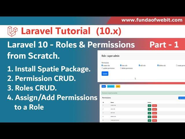 Part 1/3: How to Install & Create Spatie Roles and  Permissions CRUD from Scratch in Laravel 10