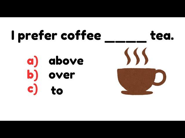 Prepositions  English Grammar Quiz | Prepositions at, in, on | Grammar test |