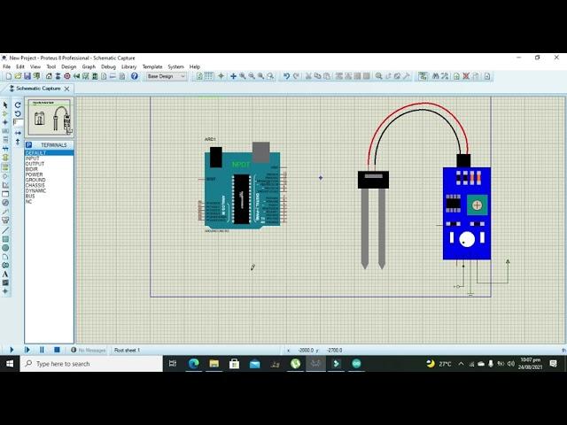 how to use soil moisture sensor with arduino in proteus