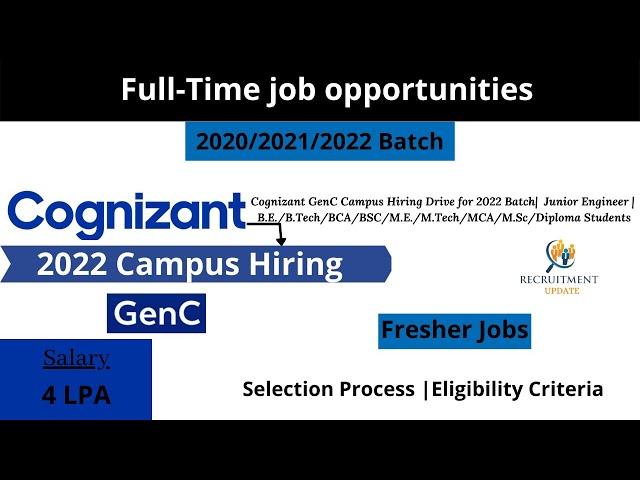 Cognizant Hiring 2022 Batch | Cognizant Off-Campus Drive for 2022,2021,2020 Batch | Salary 4LPA