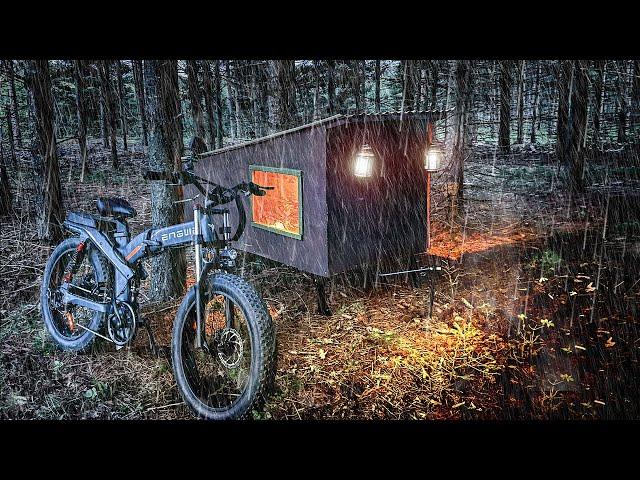 THUNDERSTORM IN A BIKE CAMPER with my Dog!