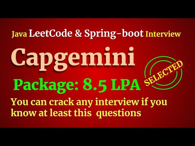 Capgemini Interview | Java-Springboot Coding Interview Question Answers