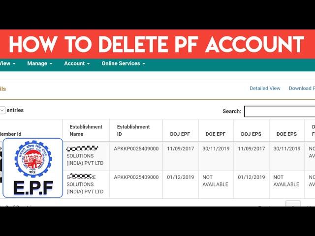 How to Delete PF Service in Telugu | How to delete pf member Id |