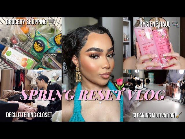 SPRING RESET VLOG 2024  Decluttering Closet, Grocery Shopping + Hygiene Haul, Cleaning Motivation