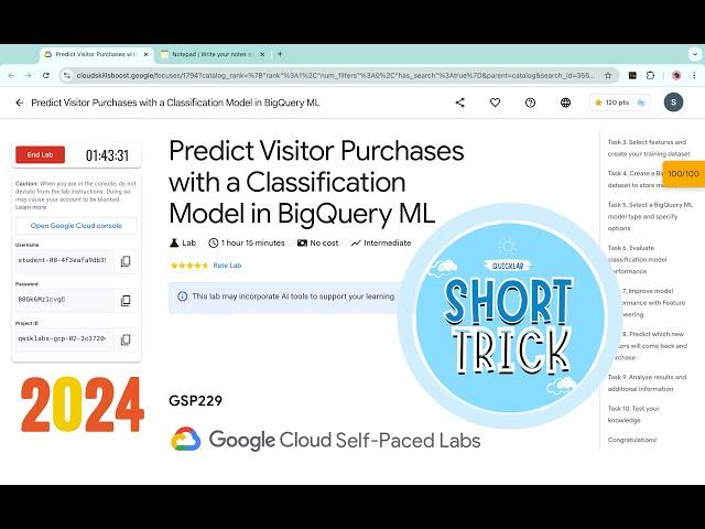 [2024] Predict Visitor Purchases with a Classification Model in BigQuery ML | #qwiklabs | #GSP229