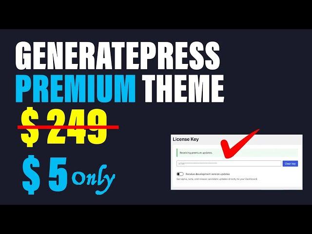 Generatepress Premium Theme with license key in $5 for a lifetime | Download