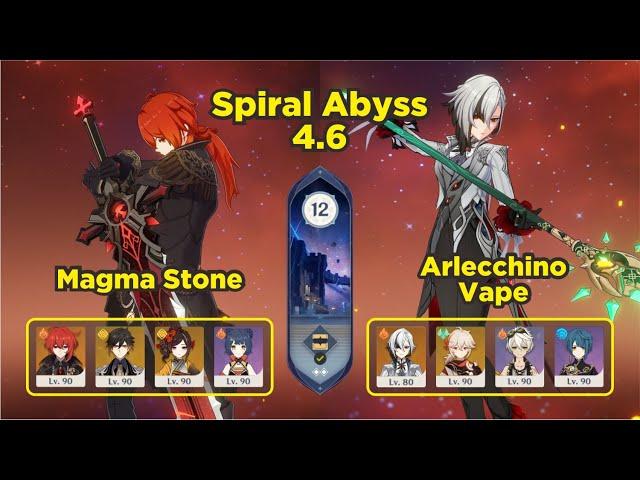 Spiral Abyss 4.6 Floor 12 (9 Stars) DILUC MAGMA STONE & ARLECCHINO | Genshin Impact