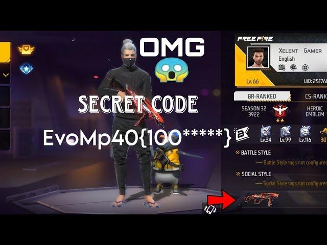 OMG Secret Code of MP40 For Profile | Free Fire new trick