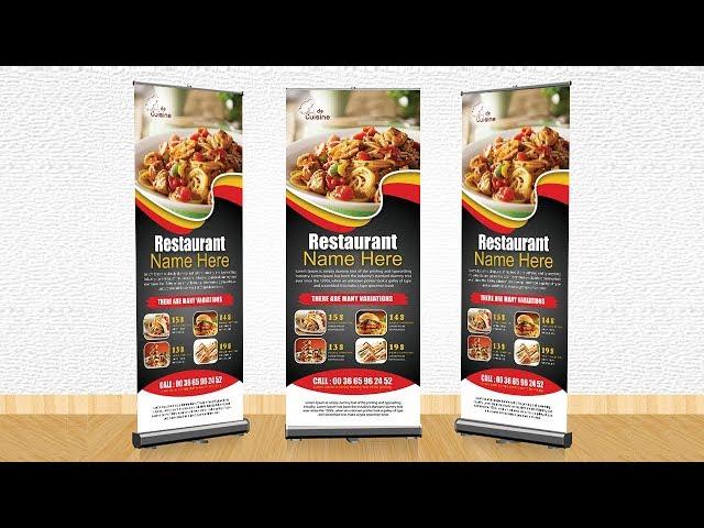 how to make professional Restaurant Rollup Banner | Photoshop Tutorials