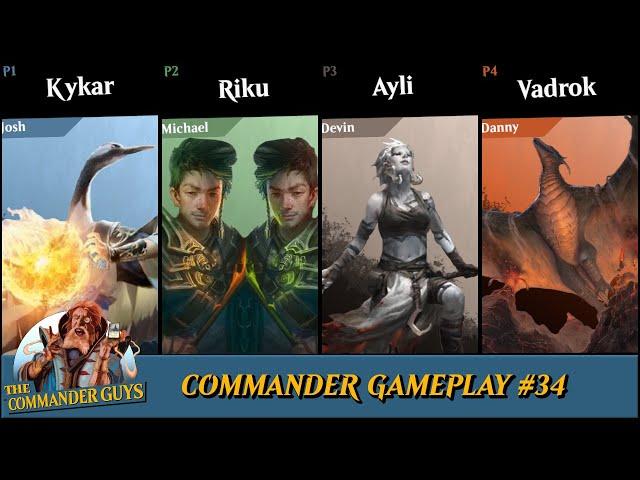 Commander Gameplay #34 - Kykar v. Riku v. Ayli v. Vadrok [MtG EDH Gameplay]