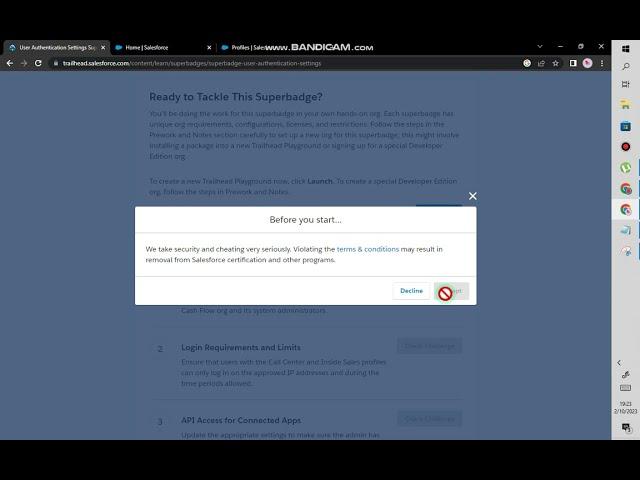STEP 1: Password Policies | User Authentication Settings Superbadge Unit Trailhead