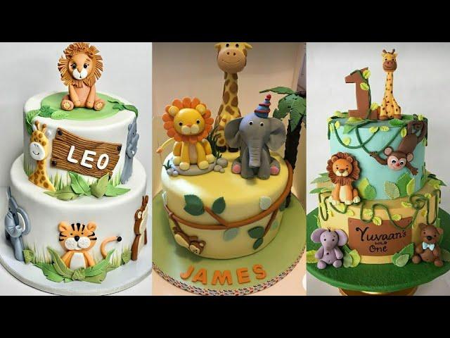 Jungle Safari Theme Cake Ideas|Kids Birthday Cake|Animal Birthday Cake|Bakes by Fatema #junglecake