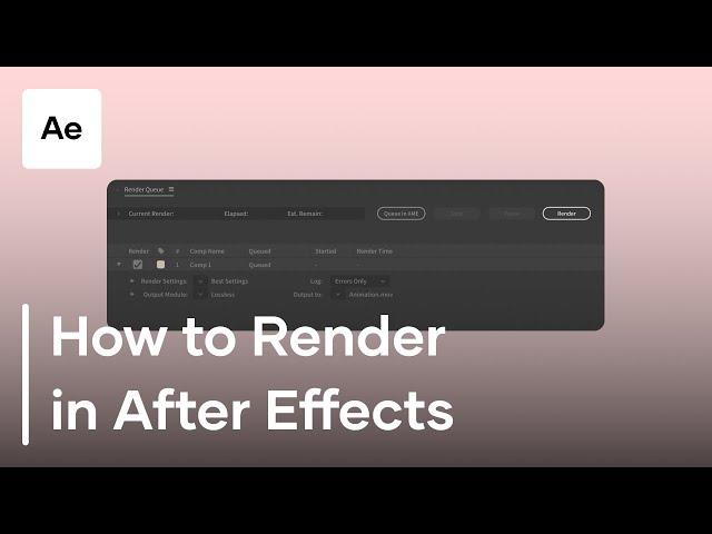 How To Render In Adobe After Effects