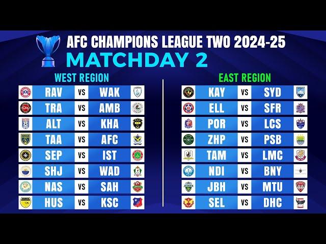 Matchday 2: Match Schedule | AFC Champions League Two 2024/25.