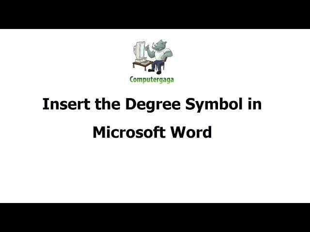 Insert Degree Symbol in Microsoft Word