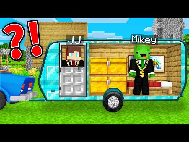 Mikey and JJ Built The RICHEST House Inside a CAR TRAILER in Minecraft (Maizen)