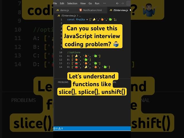 JavaScript coding Interview Problem - slice, splice and unshift function #shorts #coding #javascript