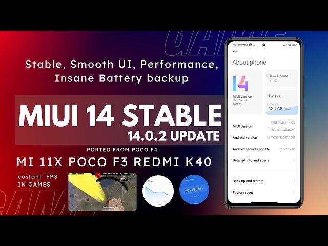 MIUI 14 Global Stable for Mi 11X, Poco F3, and Redmi K40: Ported from Poco F4