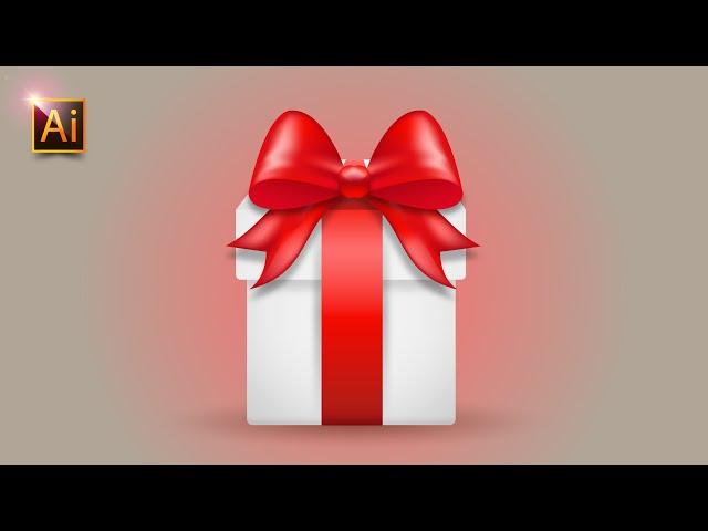 HOW TO DRAW A GIFT BOX WITH A RED BOW? ADOBE ILLUSTRATOR TUTORIAL FOR BEGINNERS.