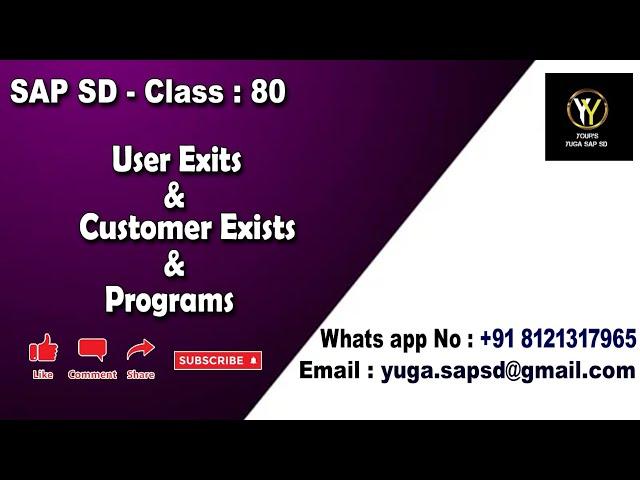 SAP SD: Class 80: User exits and customer exits and programs || Your's Yuga SAP SD