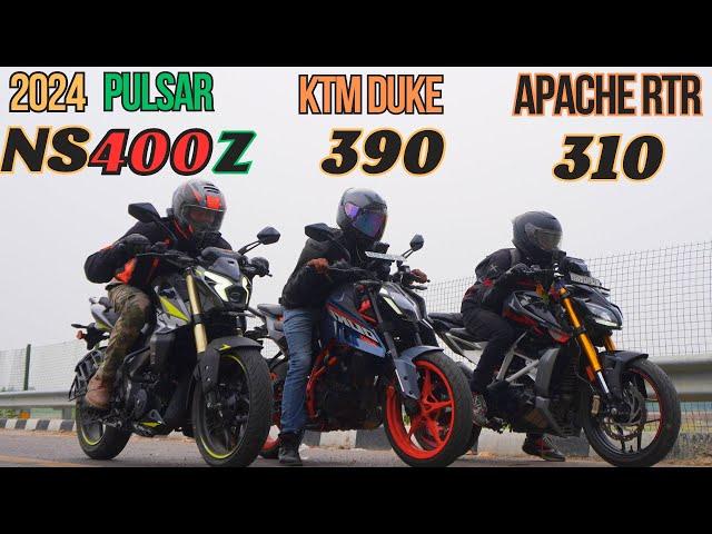 Pulsar NS400Z vs Duke390 vs RTR310 Drag Race  | Most Uniqe Triple Battle On YouTube |