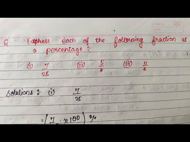 Express each of the following Fraction Change Into Percentage  || Class-8th NCERT || Percentage ||