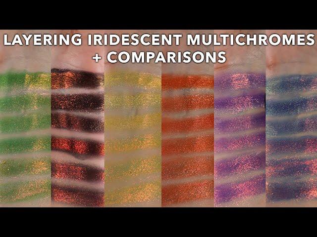 Iridescent Multichrome Comparisons and layering over different color matte eyeshadow