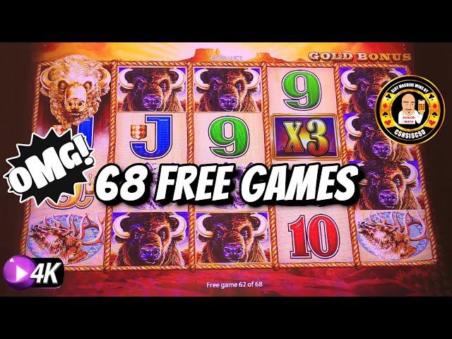 OMG! 68 Free Games on Buffalo Gold Slot Machine