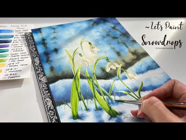 Watercolor Snowdrops Painting with Bokeh Background: Tips and Technique️#painting #watercolor #art