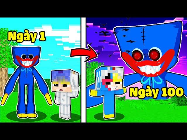 TÔ GÀ 100 NGÀY HÓA THÀNH HUGGY WUGGY TRONG MINECRAFT*TÔ GÀ SỐNG CHUNG VỚI GIA ĐÌNH POPPY PLAYTIME