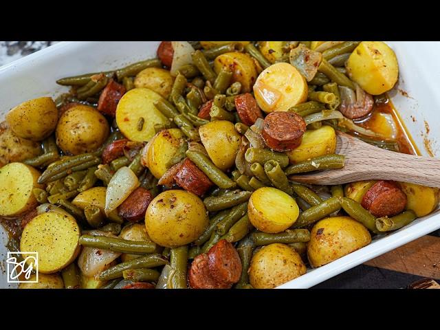 Sausage Green Bean Potato Casserole Like Grandma Used to Make!