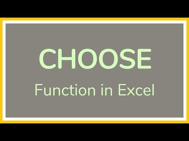 How to Use the CHOOSE Function in Excel - Tutorial