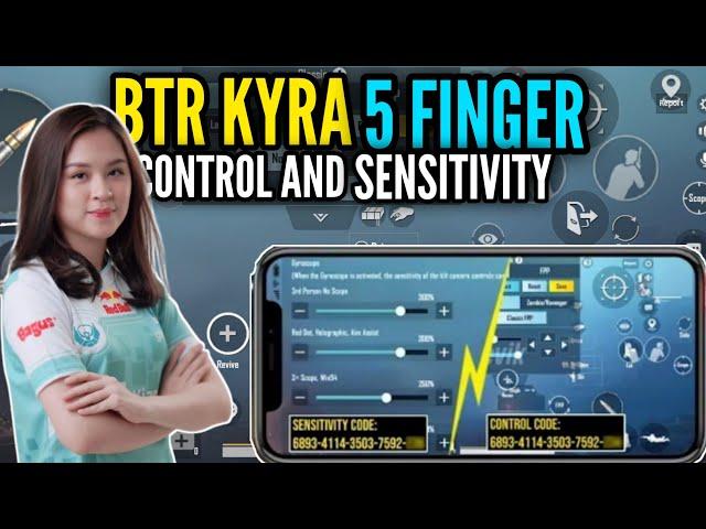 BTR KYRA 4 FINGER NEW CLAW SETUP  AND SENSITIVITY 2021 (PUBG MOBILE) BTR KYRA BLAZED GAMING