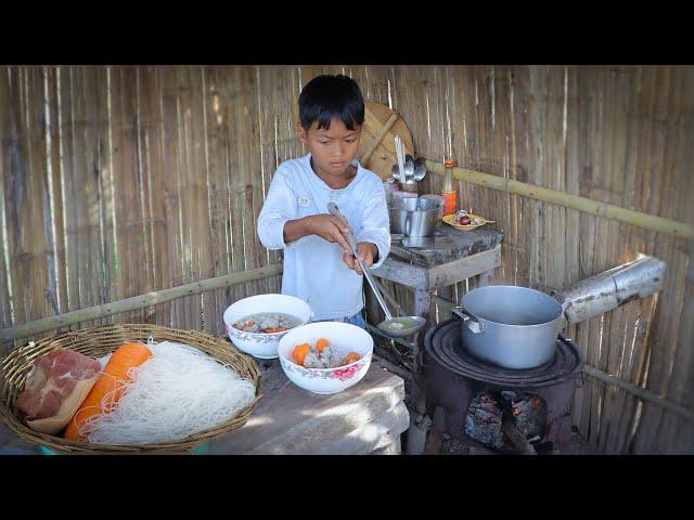 Little chef make Soup recipe , Rural life 2 brother cooking food