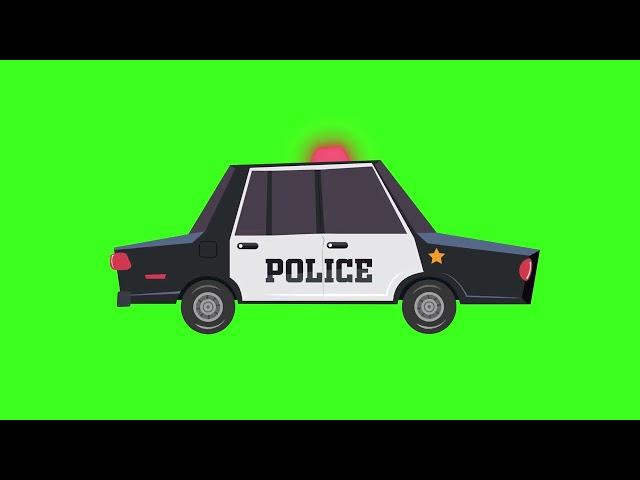 Cartoon Police Car Green Screen #fxgreenscreen #greenscreenanimation