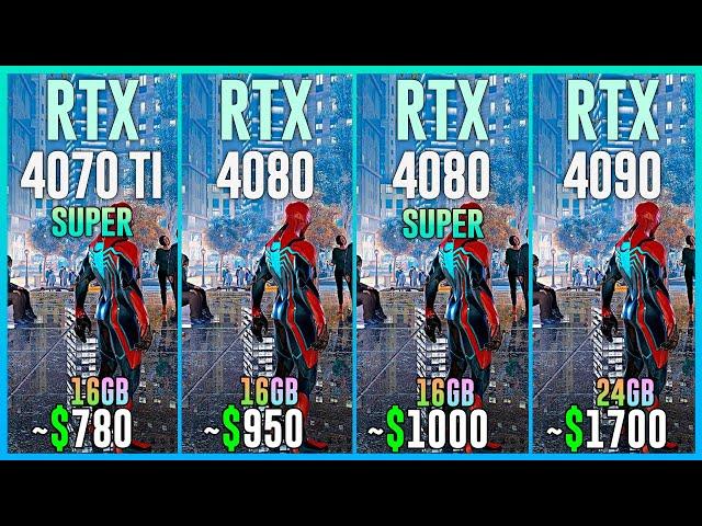 RTX 4070 TI SUPER vs RTX 4080 vs RTX 4080 SUPER vs RTX 4090 - Test in 25 Games