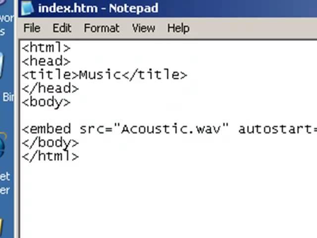 Adding Background Music In Web Site using Notepad