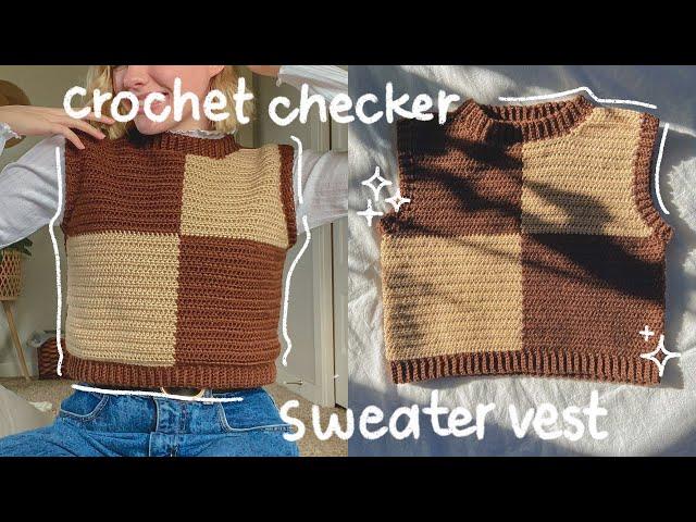 Crochet Checkerboard Sweater Vest Tutorial | Hayhay Crochet