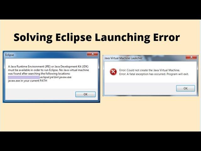 Could not create java virtual machine || JRE & JDK Not Found error || Eclipse Launching Error